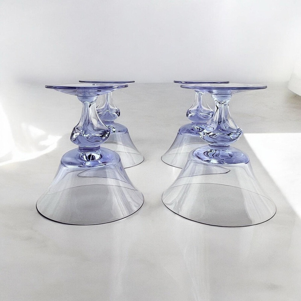 Tiffin Twilight Neodymium Glass Purple/Blue 4 Champagne Coupes Sherbets #17578 - Picture 6 of 8